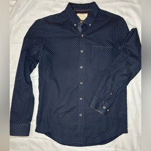 Denim and Flower men’s navy polka dot button down
